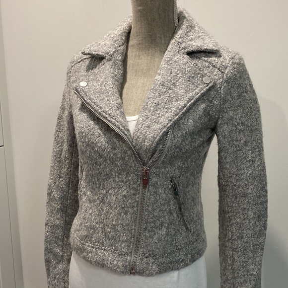 H&M Grey Wool Moto Crop Jacket - Picture 3 of 15
